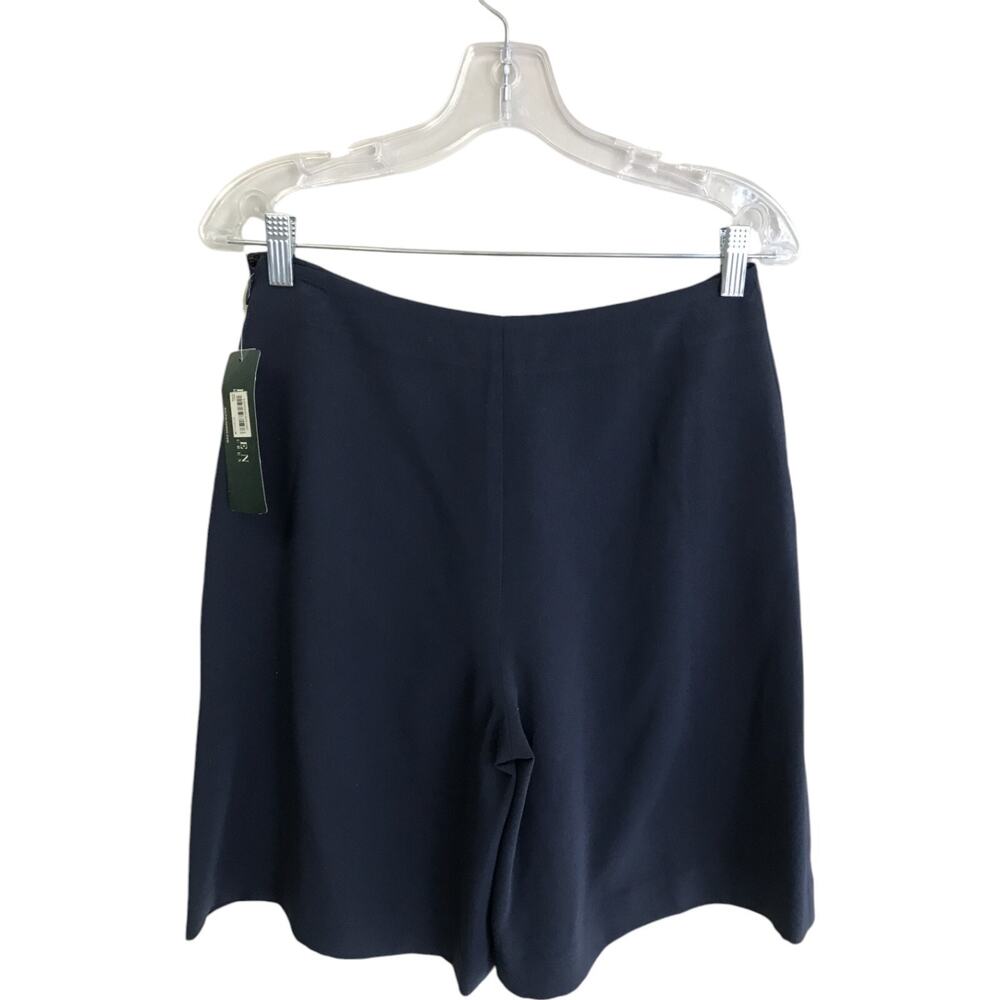 $115 Lauren Ralph Lauren Shorts Womens Size 2 Blue Flat Front Slash Pockets NWT - Picture 2 of 11